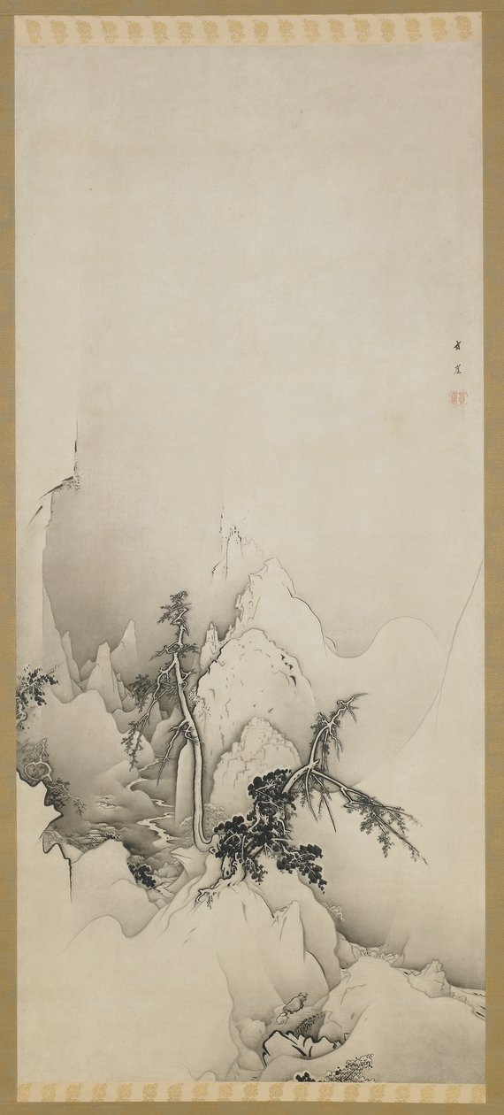 Winterlandschap: een ravijn, Edo-periode, 1883 door Kano Hogai