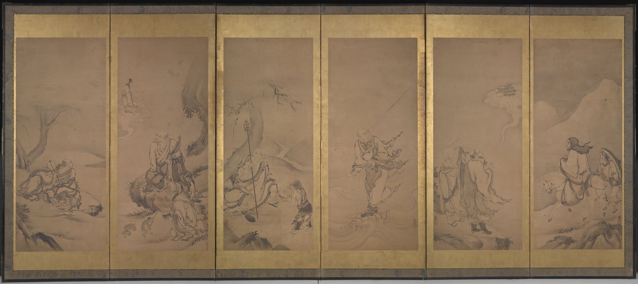 Boeddhistische, Daoïstische en Confuciaanse patriarchen door Kano Sanraku