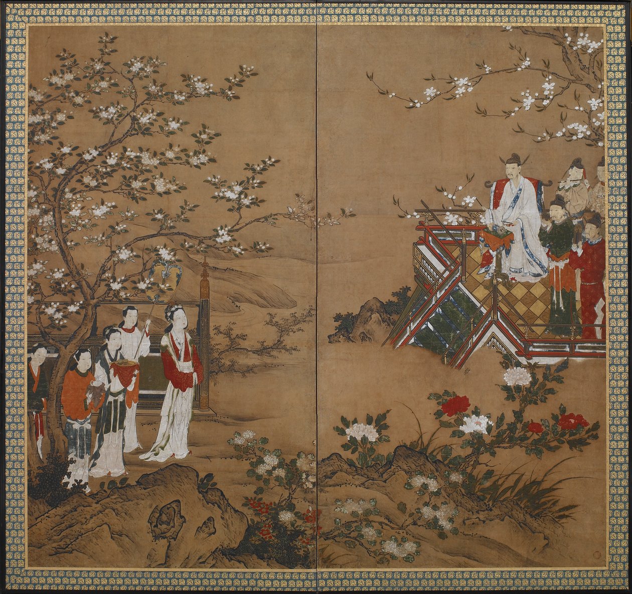 De Chinese keizer Ming Huang en Yang Kuei-fei door Kano school