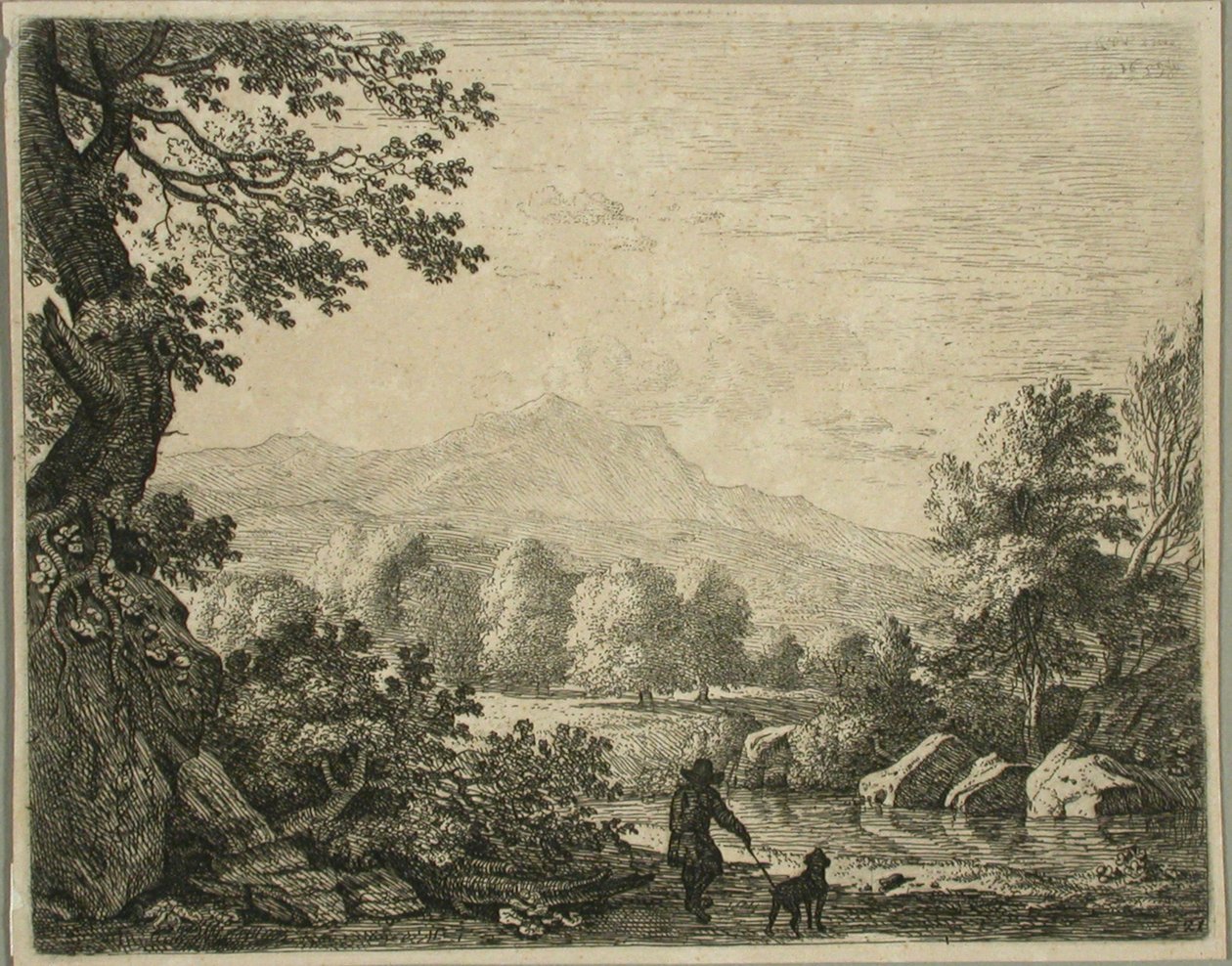 Landschap met man en hond door Karel Dujardin