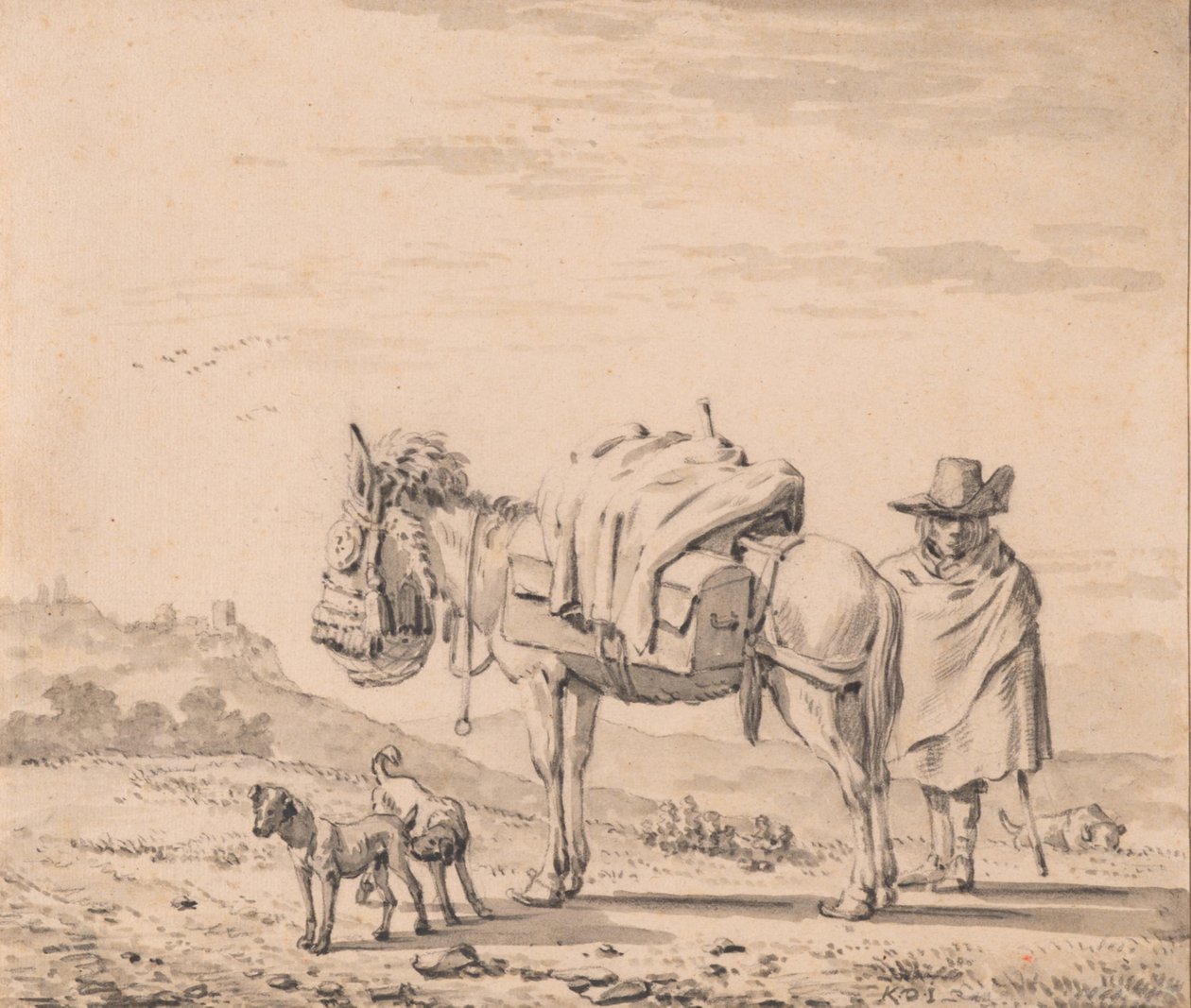 Man met muilezel door Karel Dujardin