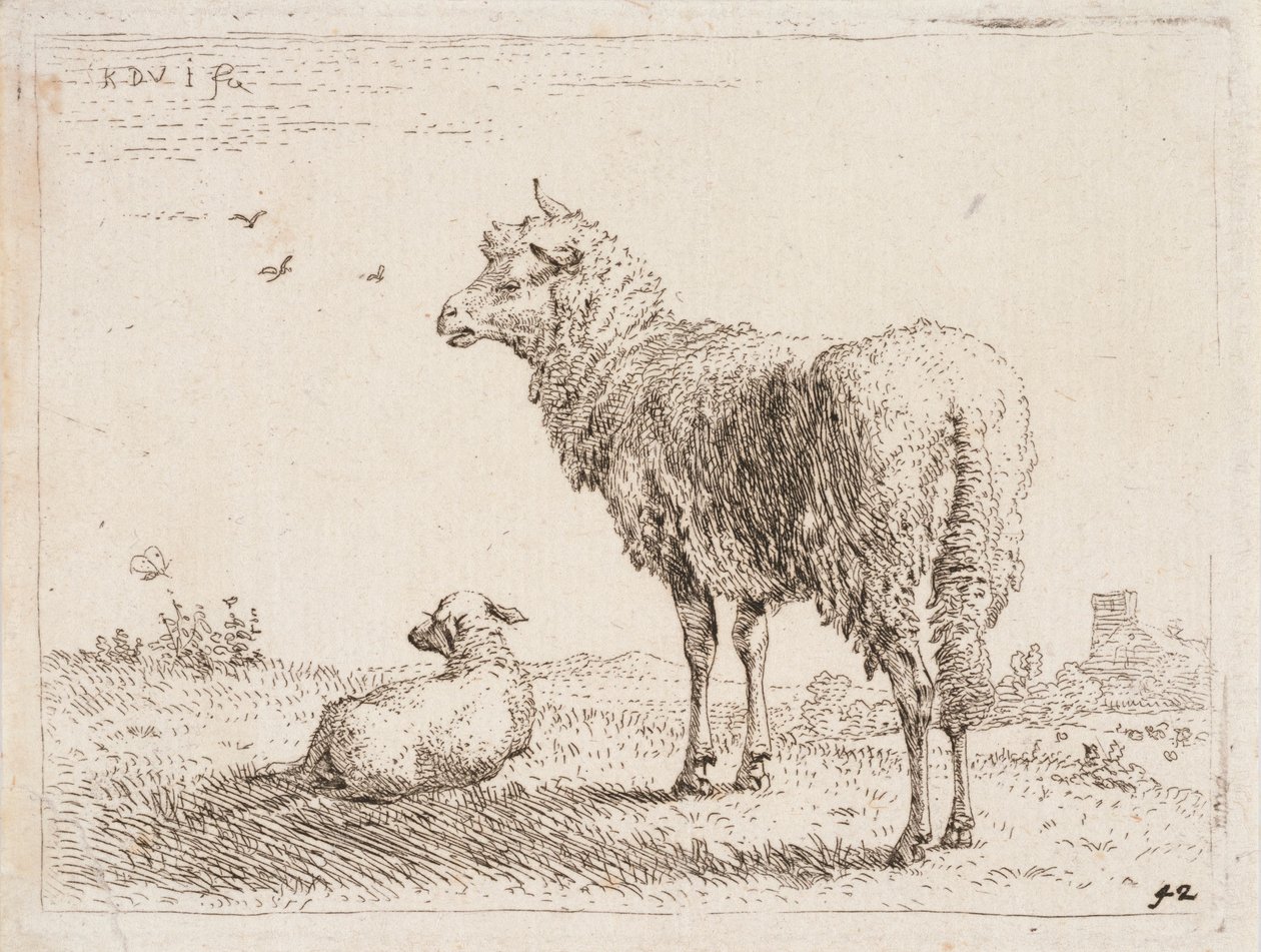 Schaap met lam door Karel Dujardin