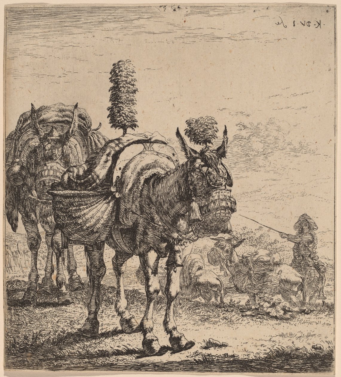 Twee muilezels door Karel Dujardin