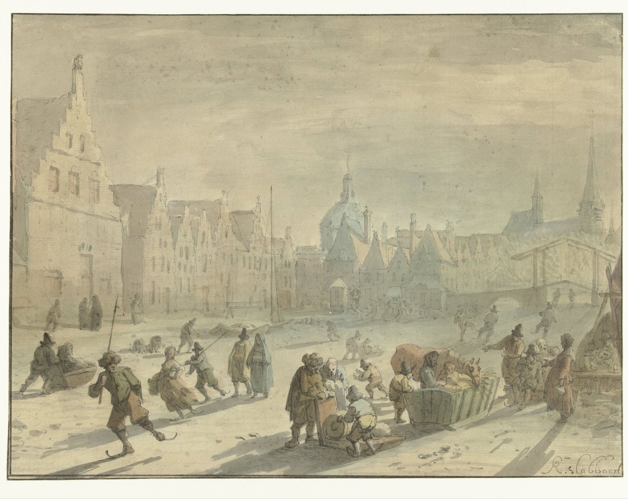 Galgewater in Leiden met ijsvermaak door Karel Slabbaert