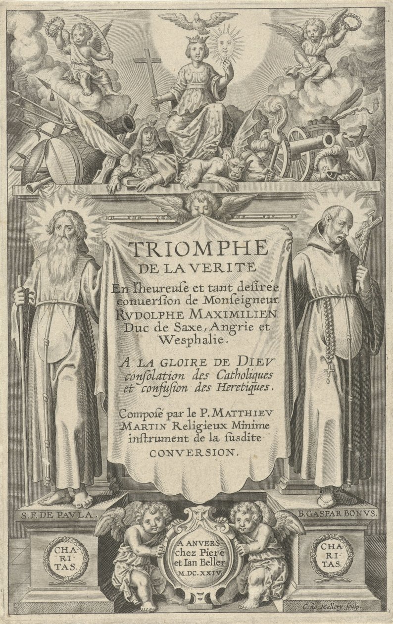 Titelpagina voor: Triomphe de la Verite, 1624 door Karel van Mallery