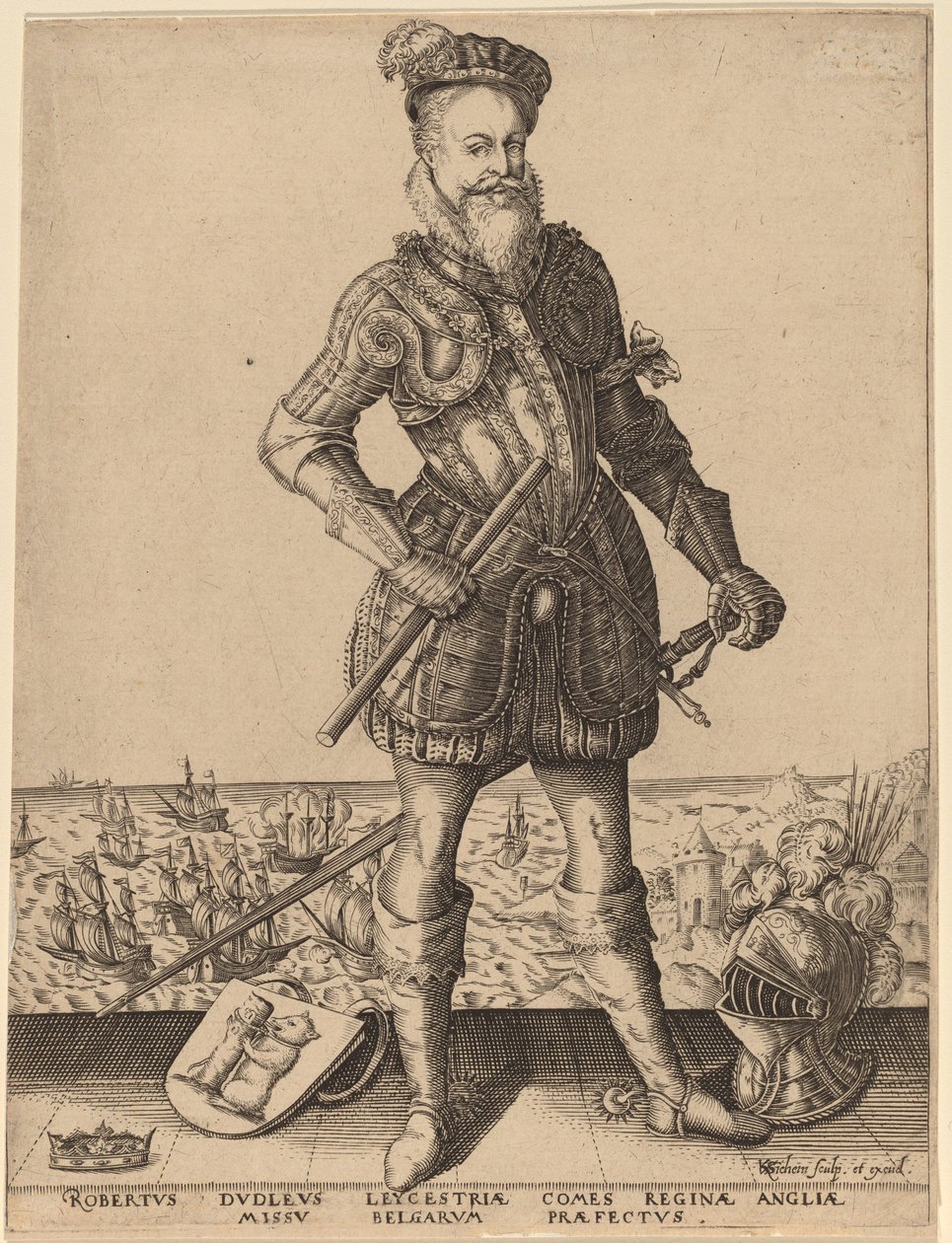 Robert Dudley, Graaf van Leicester door Karel van Sichem after Christoffel