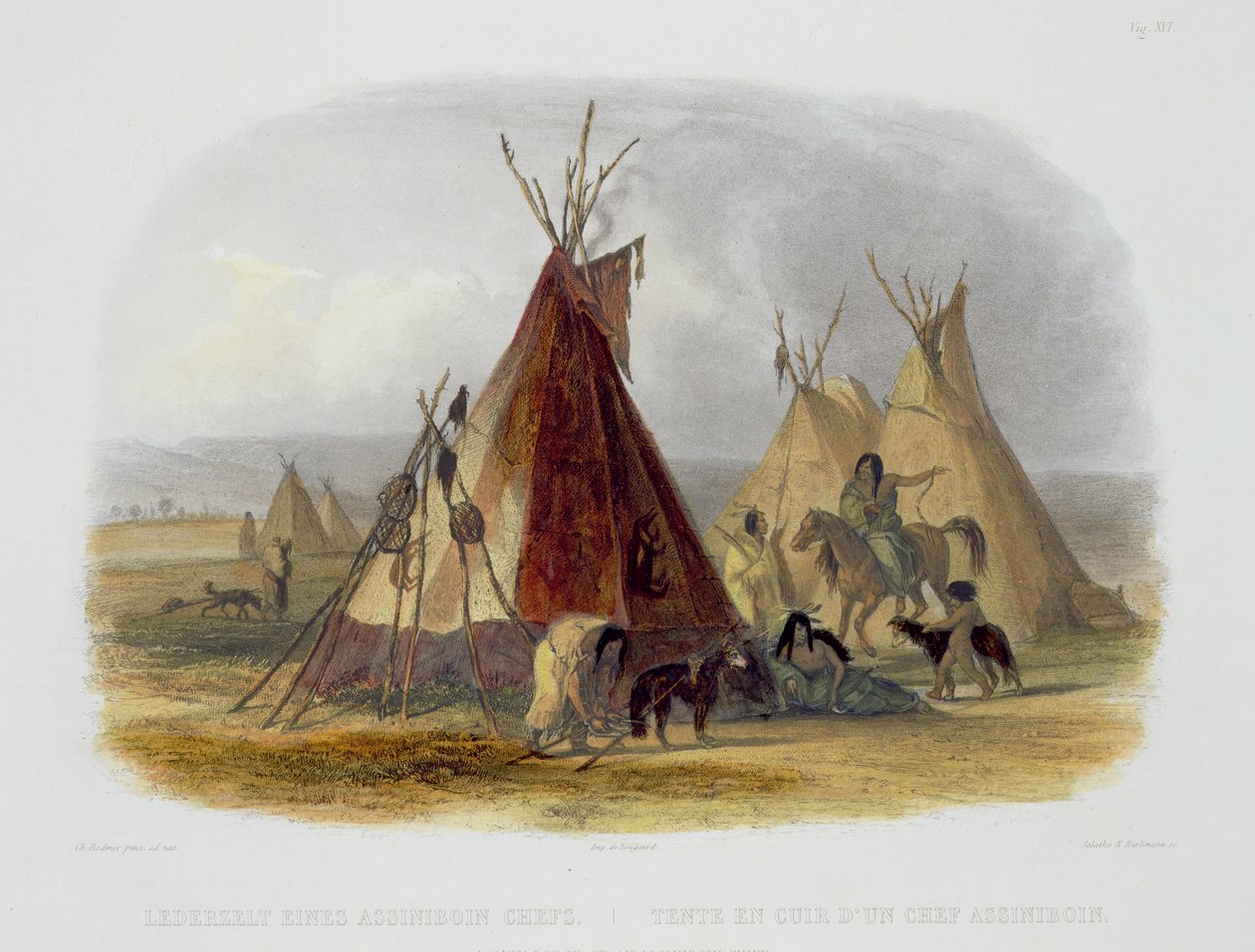 Een Huiden Lodge van een Assiniboin Hoofdman, plaat 16 uit Volume 1 van 