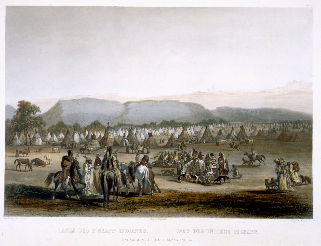 Kampement van de Piekann-indianen, plaat 43 uit Volume 2 van 