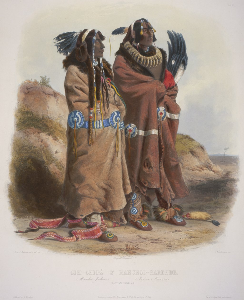 Sih-Chida en Mahchsi-Karehde, Mandan-indianen door Karl Bodmer