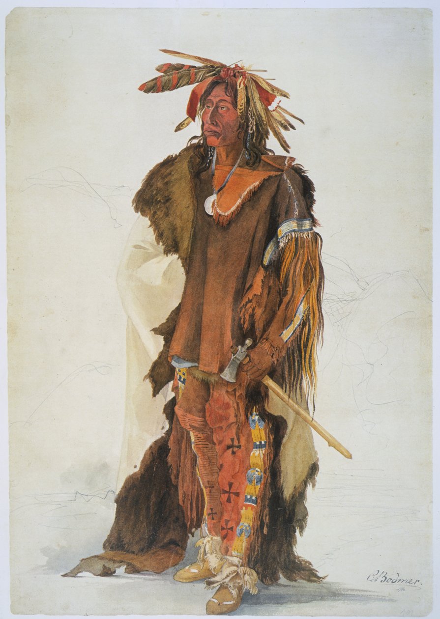 Wahk-ta-Ge-Li, een Sioux krijger door Karl Bodmer