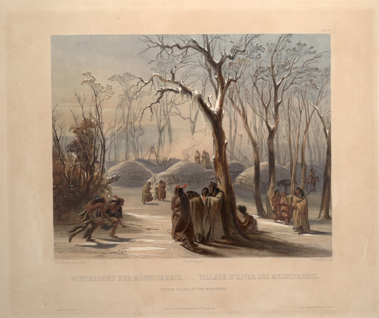 Winterdorp van de Minatarres door Karl Bodmer