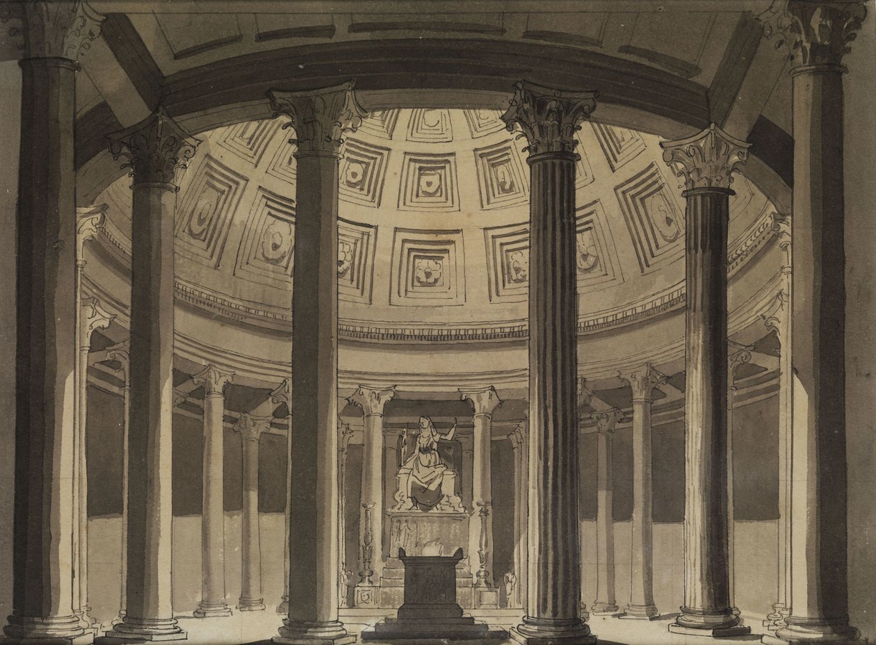 Ontwerp voor decor Tempel van Vesta door Karl Friedrich Schinkel