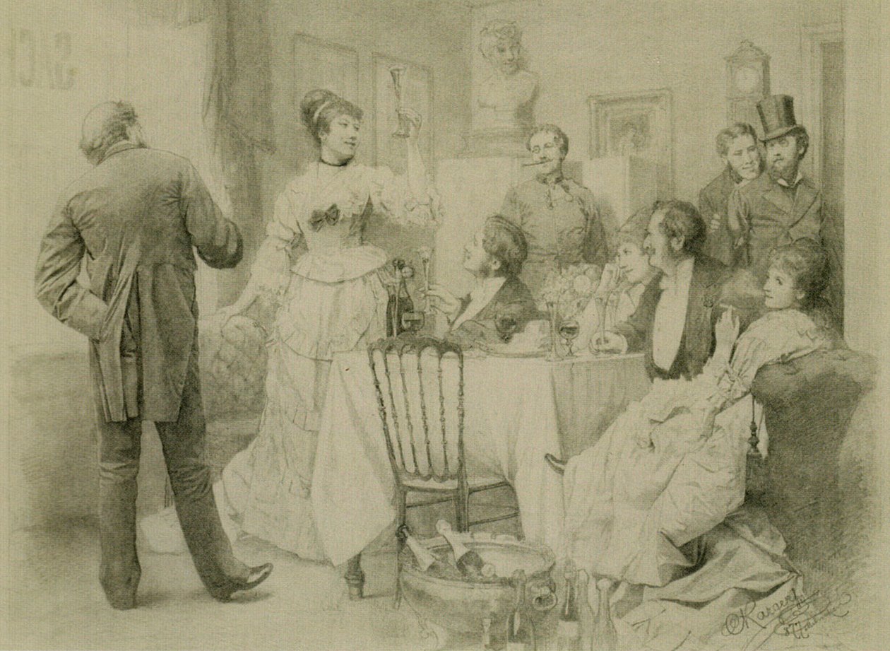 Champagniseren bij Sacher door Karl Karger