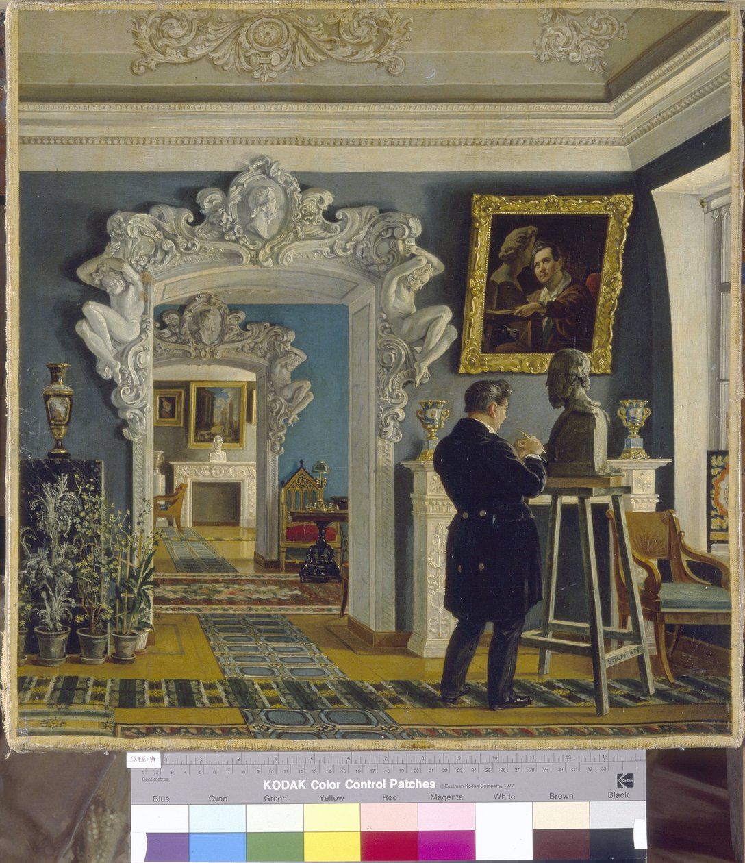 De beeldhouwer Ivan P. Vitali (1794-1855) aan het werk. Schilderij van Karl Petrovich Bodri (1812-1894) door Karl Fridrikh Petrovich Bodri