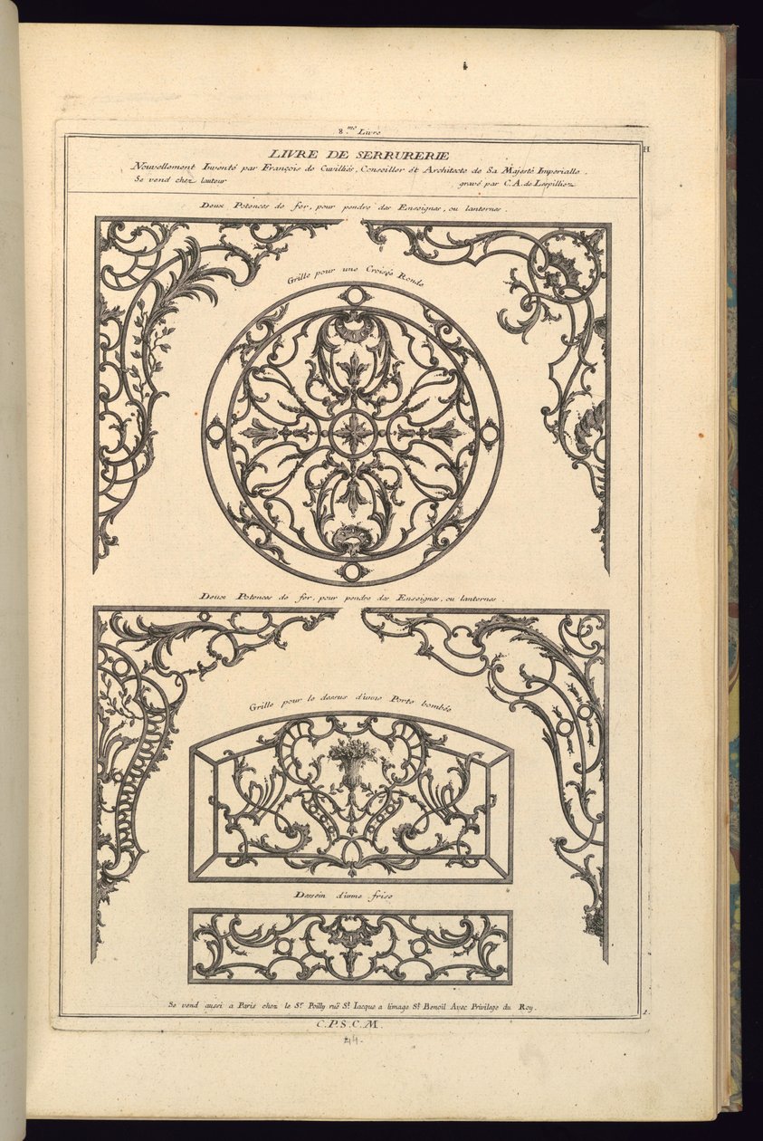 Deux Potences de fer, pour pendre des Enseignes, ou lanternes door Karl Albert von Lespilliez