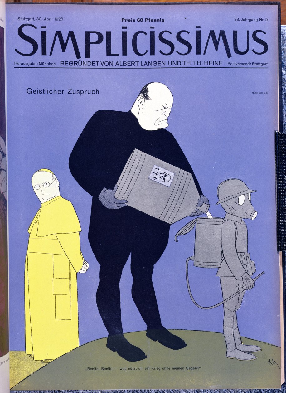 Paus Pius XI (1857-1939) en Benito Mussolini (1883-1945) voorpagina van het tijdschrift 