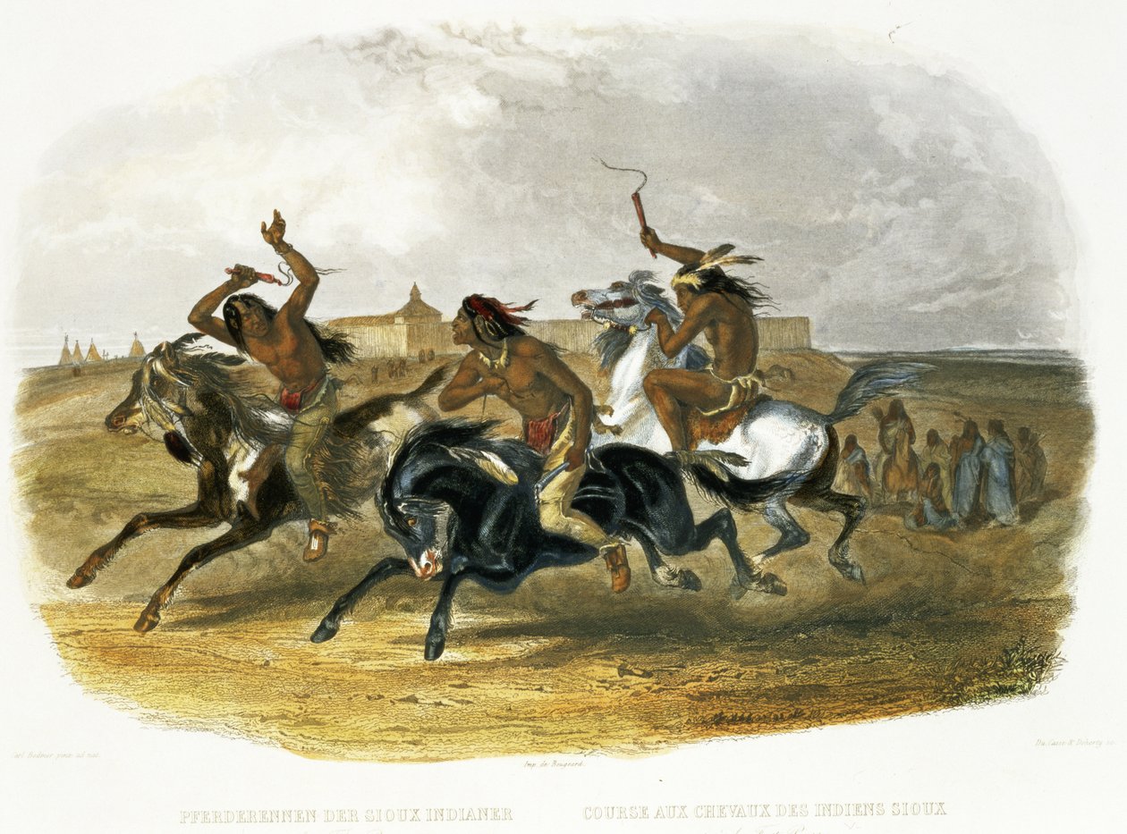 Paardenrennen van Sioux Indianen bij Fort Pierre, plaat 30 uit Volume 1 van 