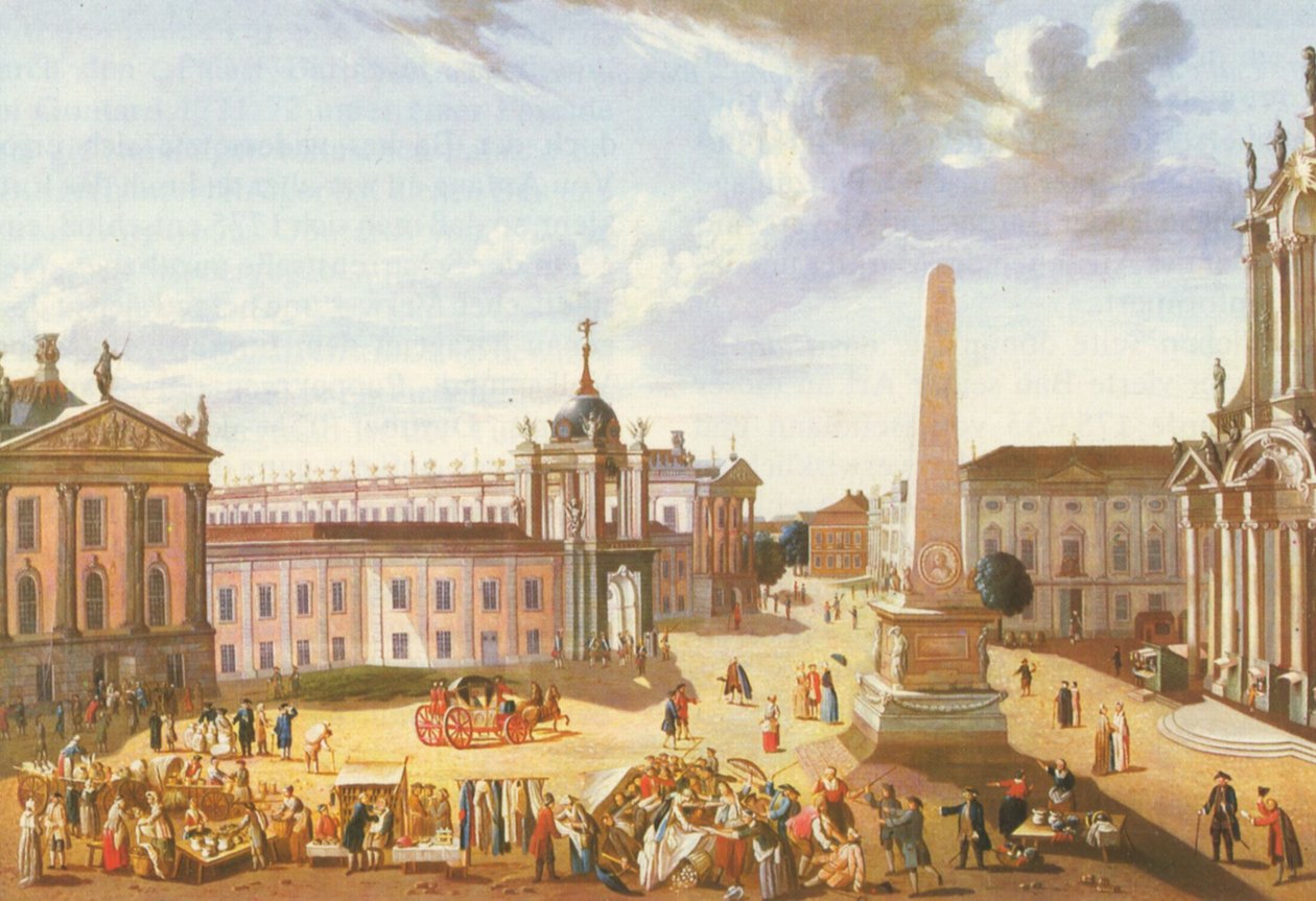 Oude markt van Potsdam met het stadspaleis (met uitzicht op de Schlossstrasse) door Karl Christian Wilhelm Baron