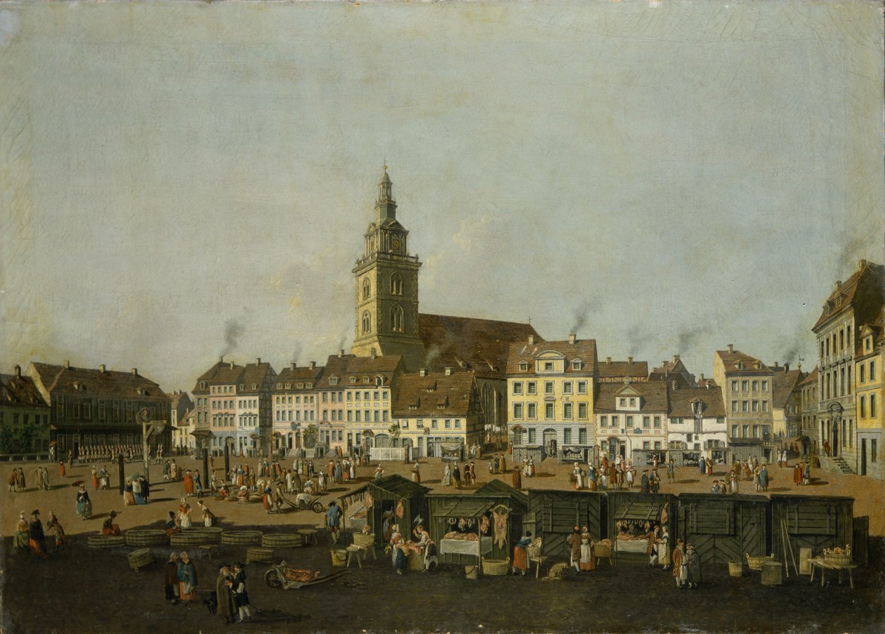Uitzicht op de Neue Markt met de Mariakerk, Berlijn, c.1770 door Karl Friedrich Fechhelm