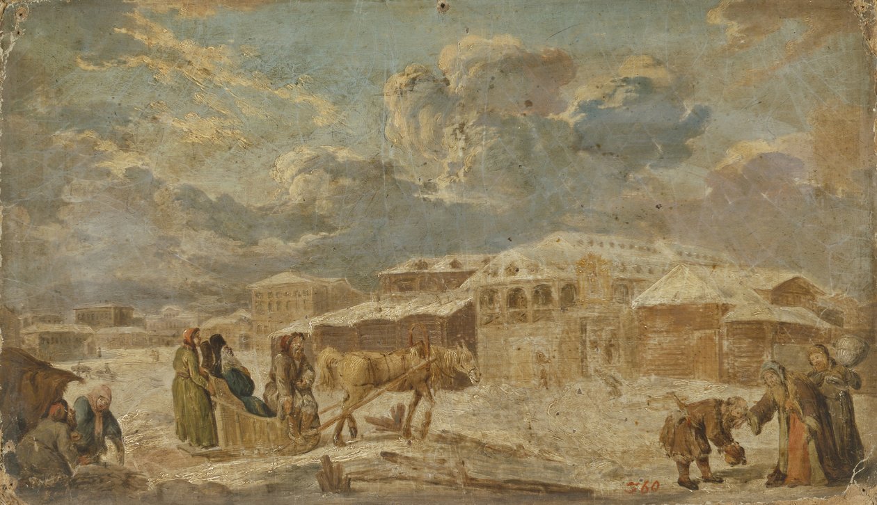Stadsplein in de winter, tweede helft van de 18e eeuw door Karl Friedrich Knappe