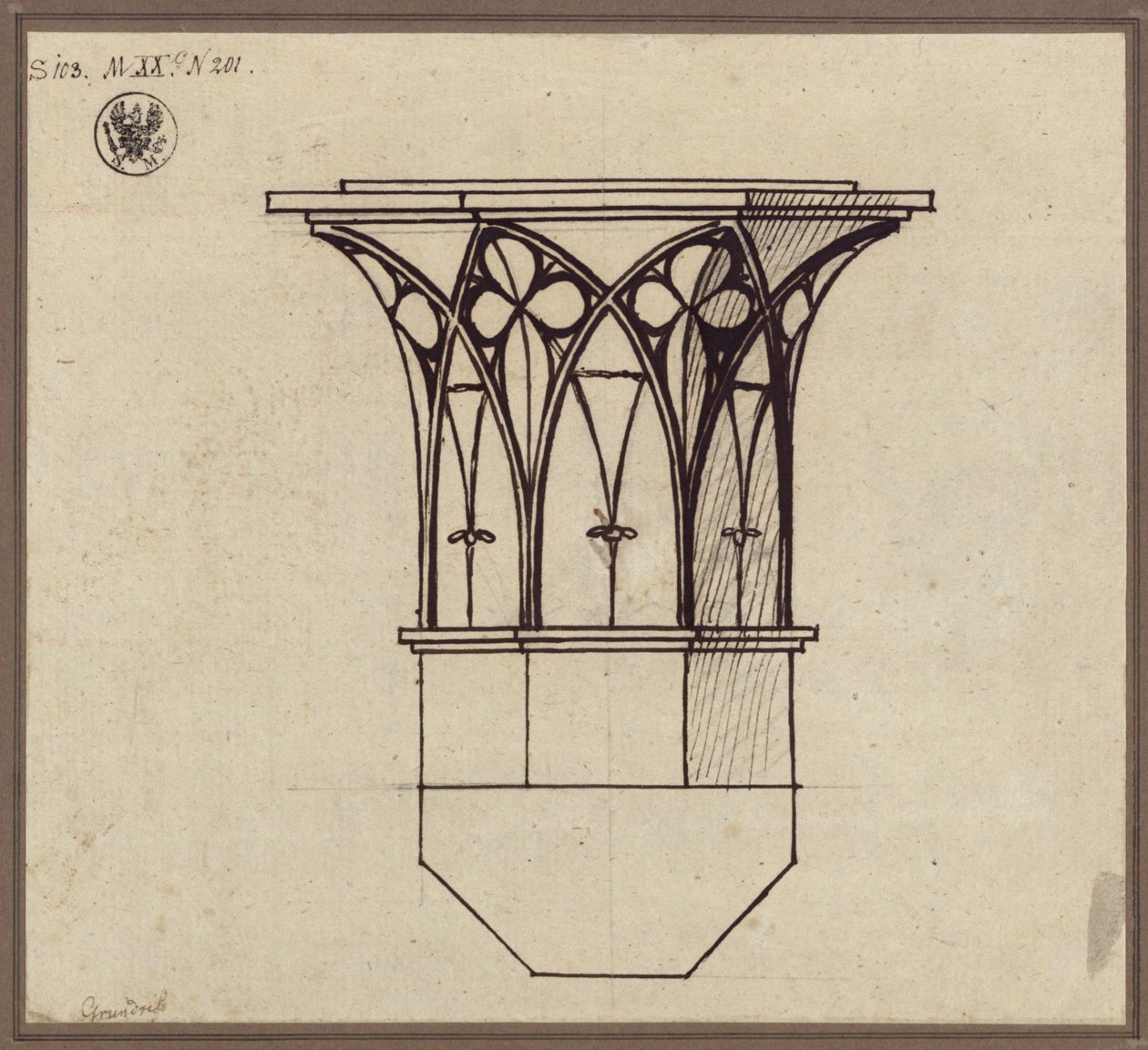 Achthoekig zuilkapiteel door Karl Friedrich Schinkel