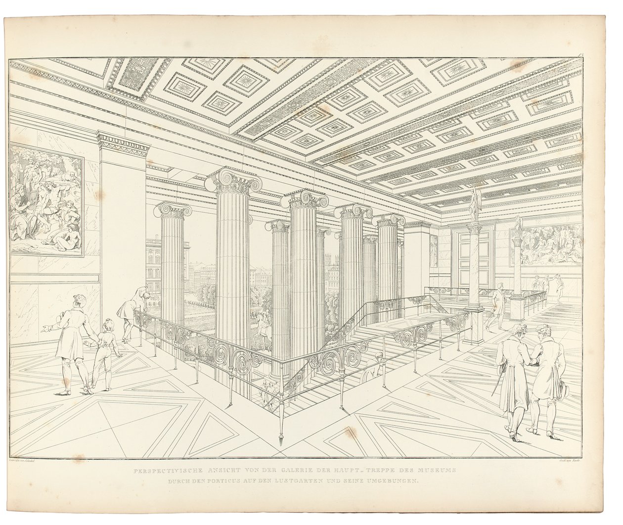 Altes Museum Berlijn: Uitzicht op de trap, 1852 door Karl Friedrich Schinkel