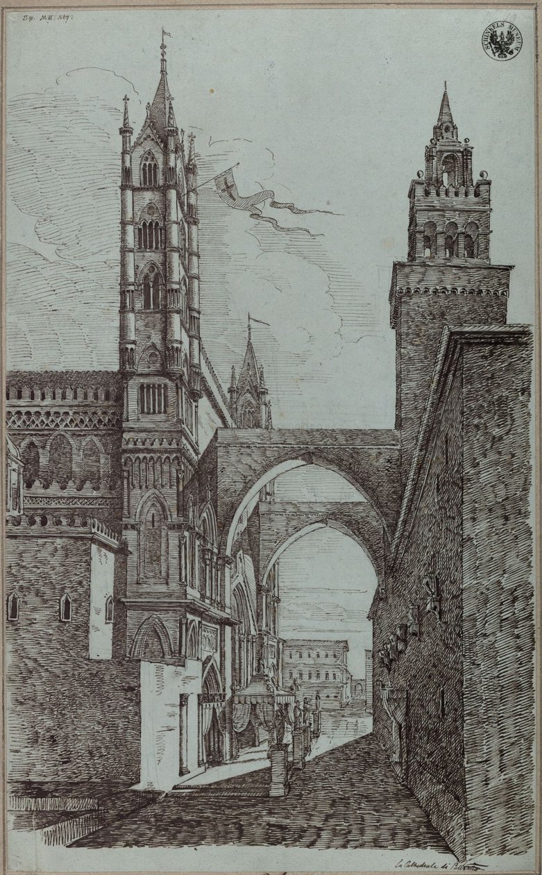 ‘Aanzicht van de kathedraal van Palermo’ door Karl Friedrich Schinkel