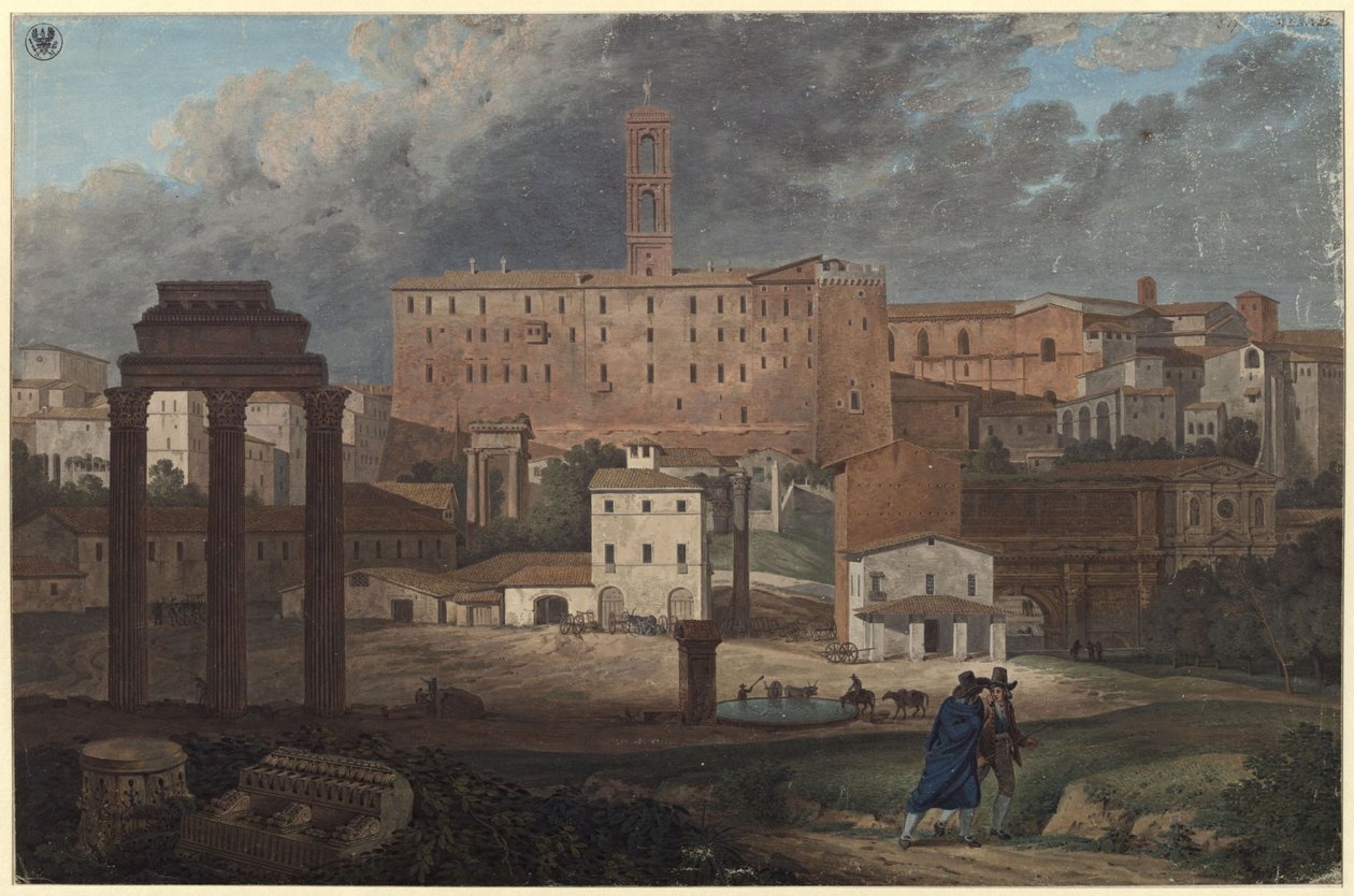 Gezicht op het Capitool in Rome vanaf Campo Vaccino door Karl Friedrich Schinkel