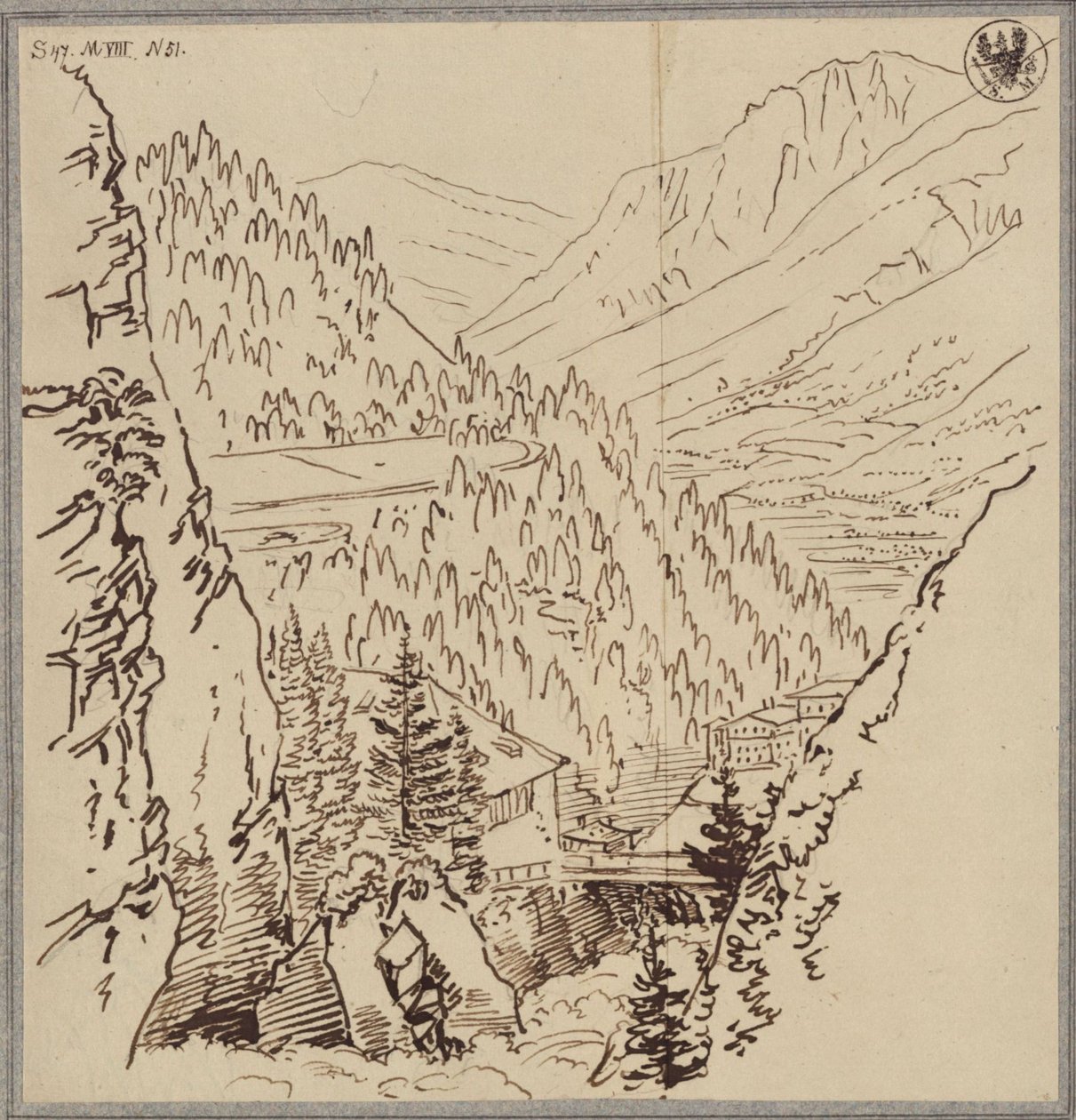 Gezicht in het Gasteindal door Karl Friedrich Schinkel