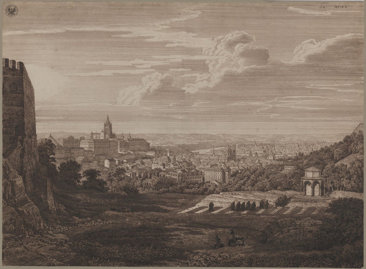 Uitzicht op Praag vanaf de Laurenziberg door Karl Friedrich Schinkel