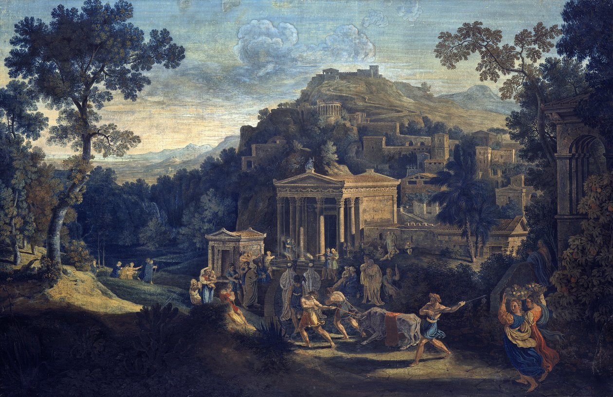 Antieke stad op een berg door Karl Friedrich Schinkel