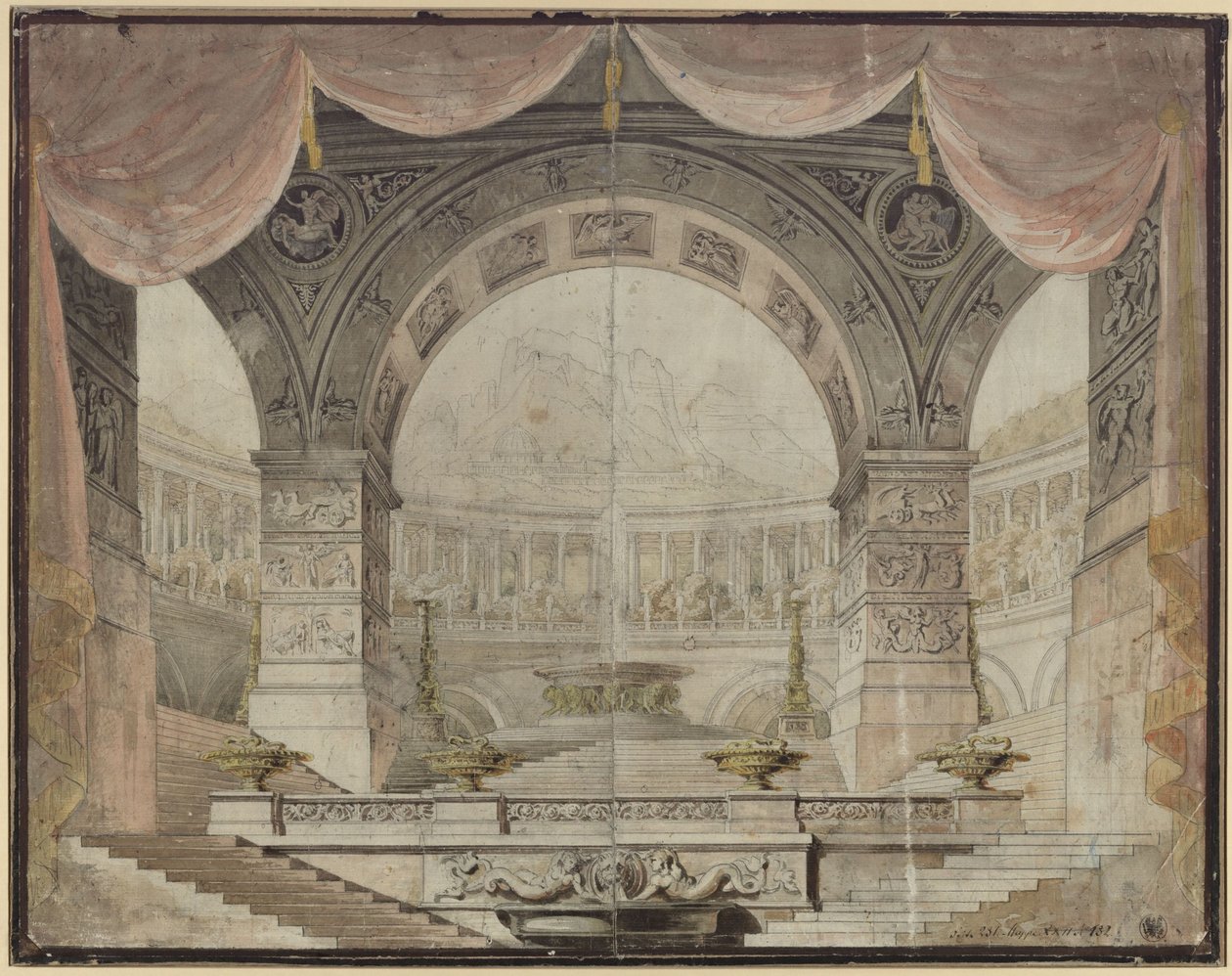 Armida. Opera van Christoph Willibald Gluck. Ontwerp voor het 7e decor. Praalzaal in Armida