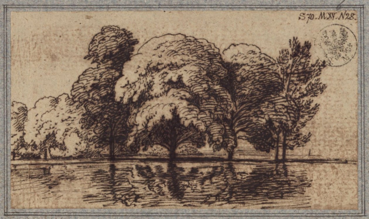 Boomgroep aan het water door Karl Friedrich Schinkel