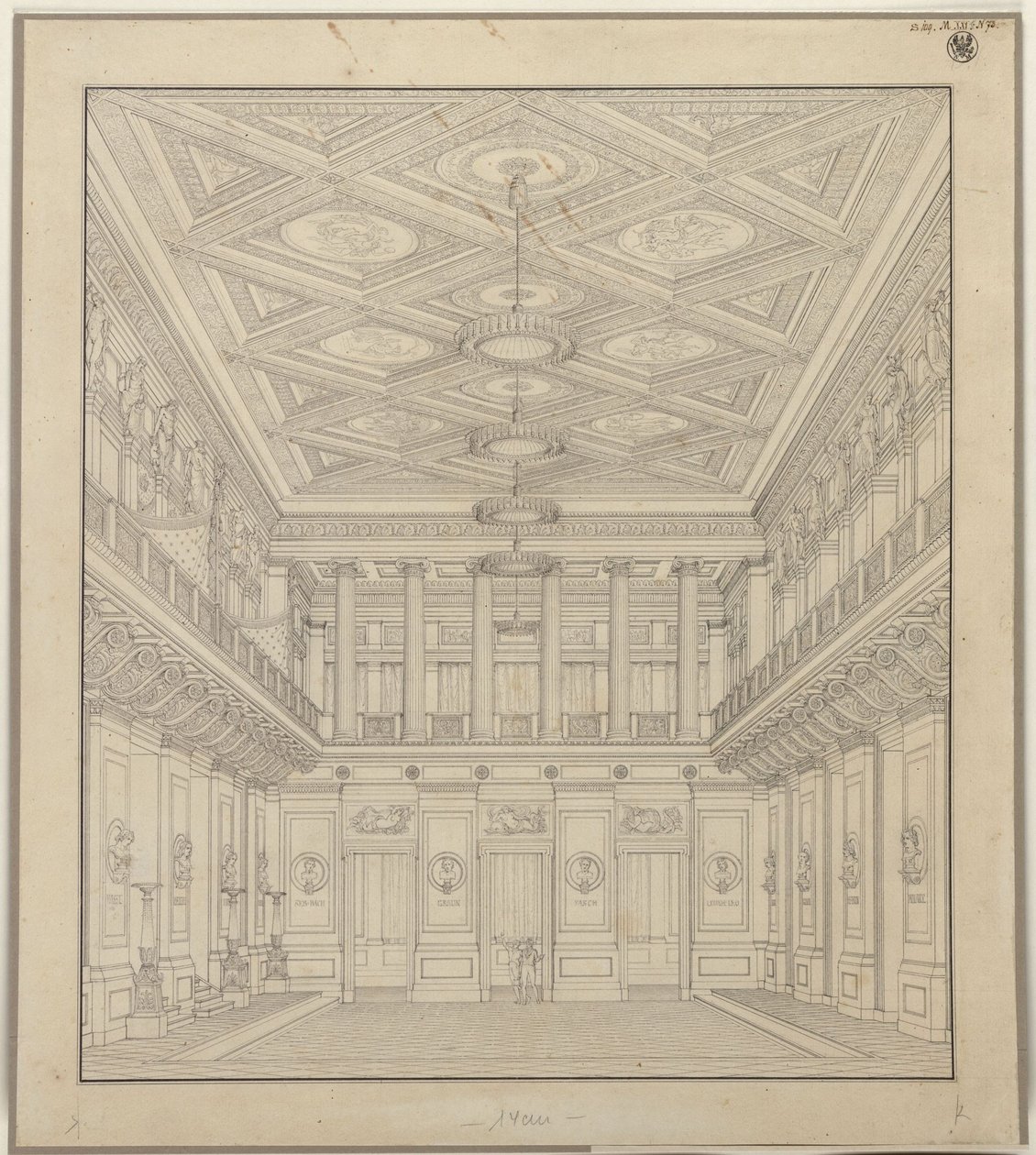 Berlijn. Theater aan de Gendarmenmarkt, concertzaal door Karl Friedrich Schinkel