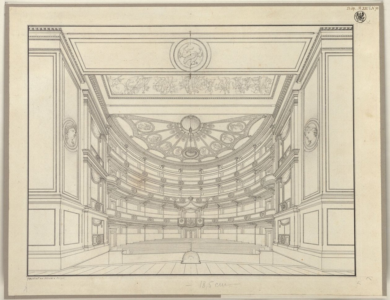 Berlijn. Schauspielhaus op de Gendarmenmarkt, zaal door Karl Friedrich Schinkel