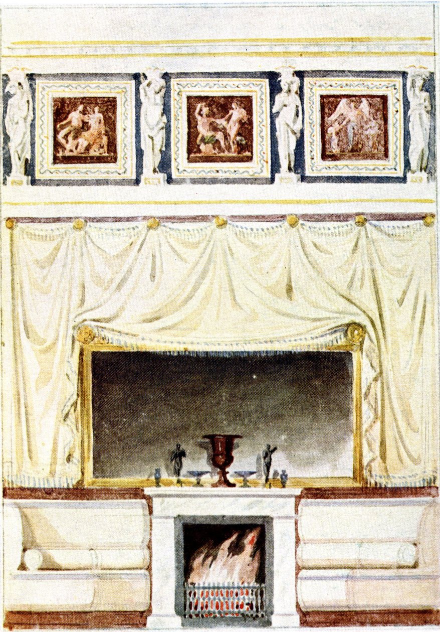 Berlijn, Wilhelmplatz. Paleis van prins Karel van Pruisen, ontwerp voor het kabinet door Karl Friedrich Schinkel