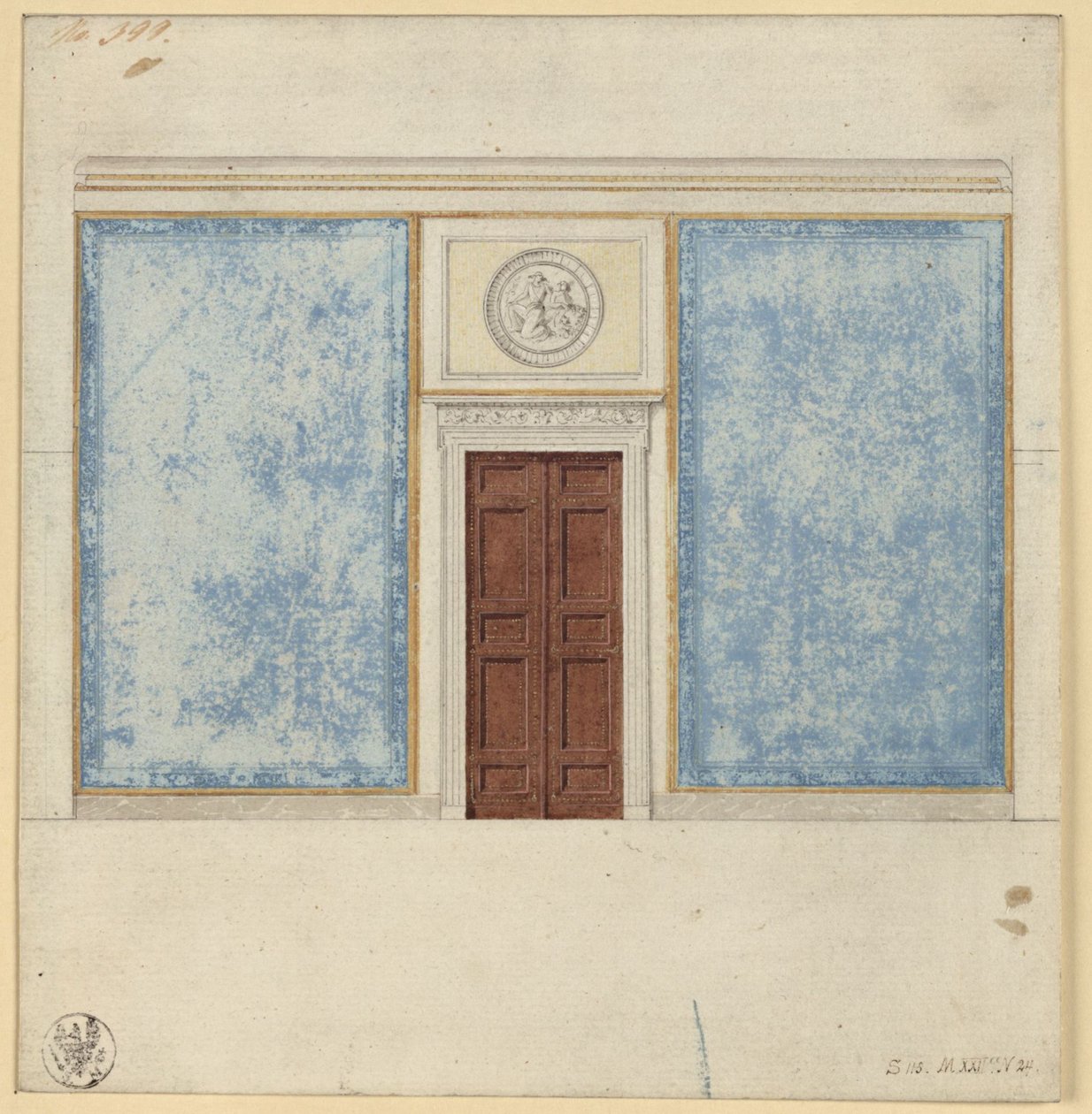 Berlijn, Wilhelmstraße 102. Paleis van prins Albrecht van Pruisen, ontwerp voor een salon door Karl Friedrich Schinkel