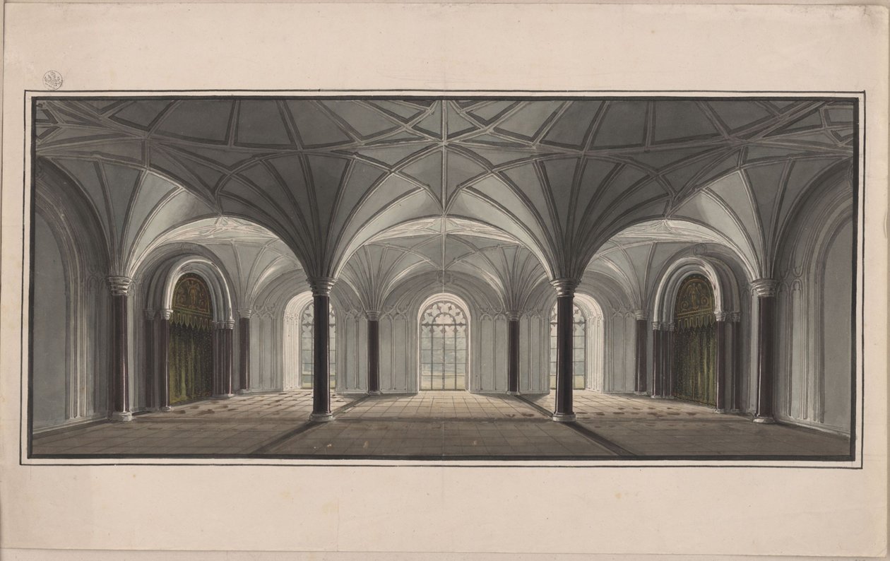 Berlijn, Wilhelmstraße. Palais Radziwill (Radziwiłł). Ontwerp voor de tuinzal door Karl Friedrich Schinkel