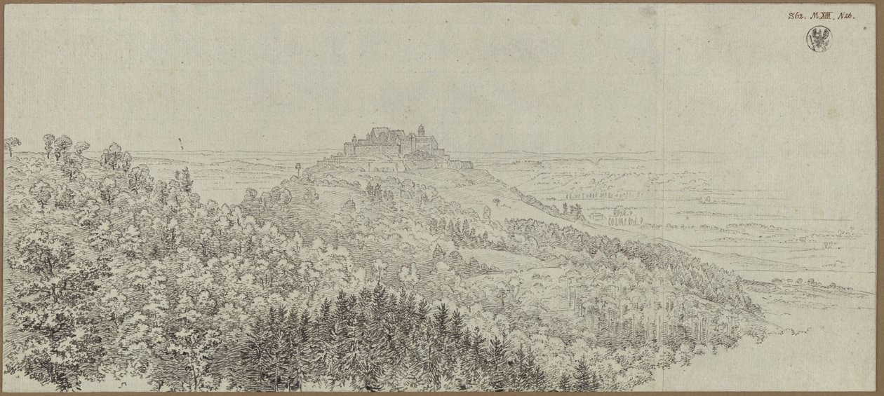 Uitzicht op de Veste Coburg vanuit het noorden door Karl Friedrich Schinkel