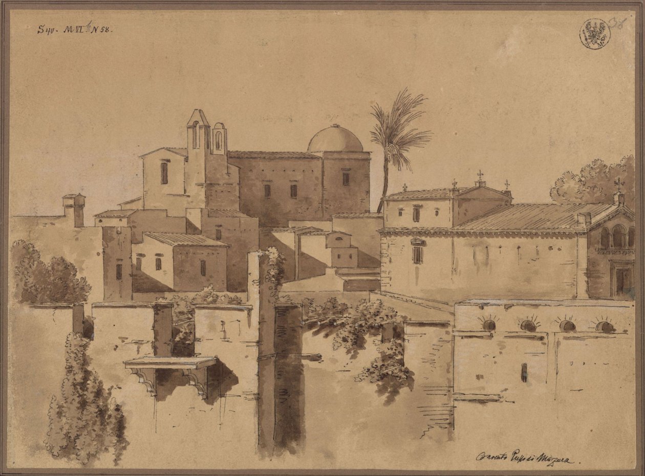 "Convento Presso di Mazara" / Klooster of kerk in Marsala op Sicilië door Karl Friedrich Schinkel
