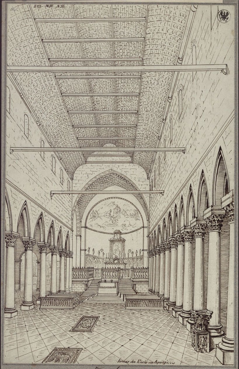 Het interieur van de kathedraal van Aquileia door Karl Friedrich Schinkel