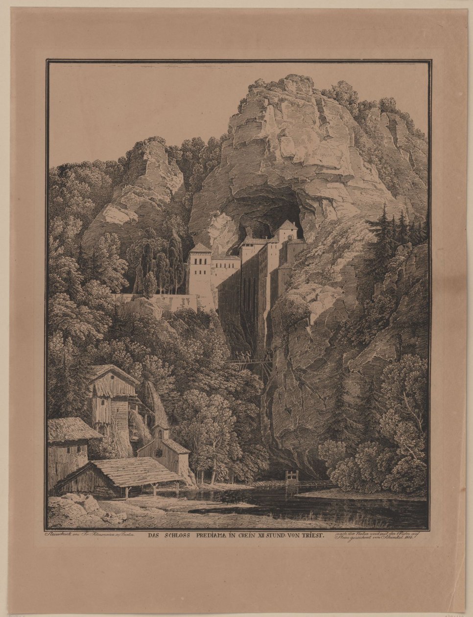 Kasteel Predjama in Krain door Karl Friedrich Schinkel