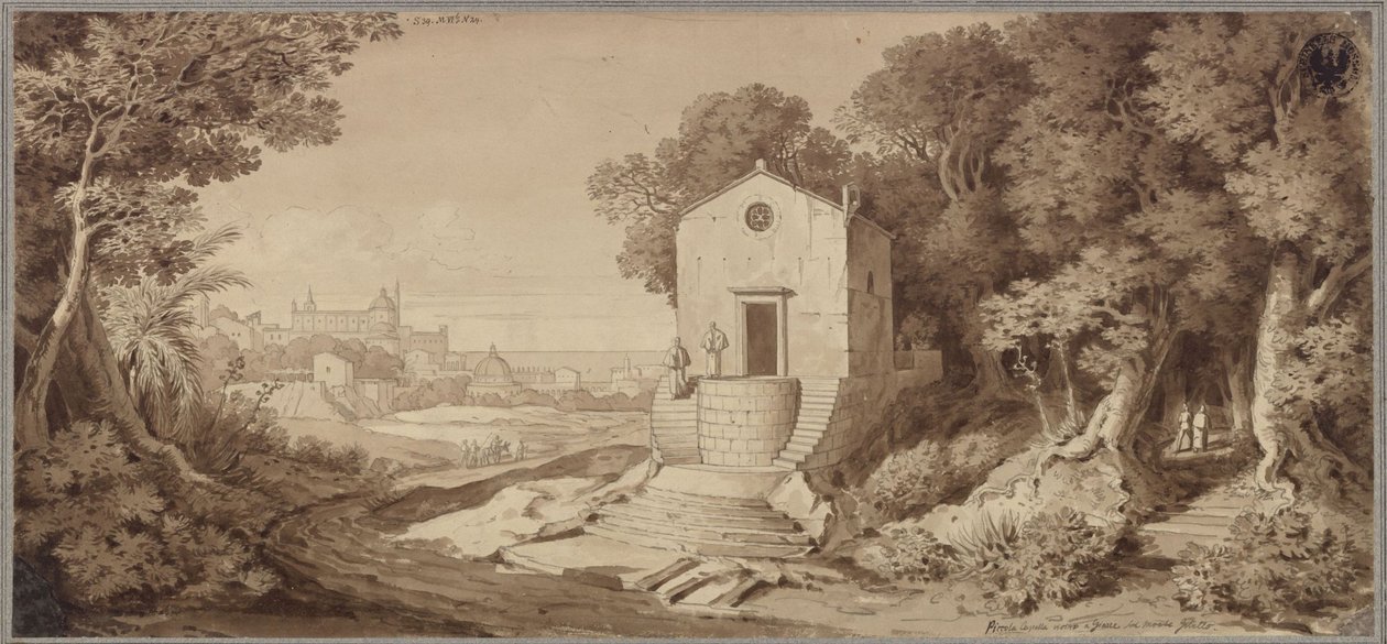 Een kleine kapel gebouwd van lava bij Giarre op de Etna door Karl Friedrich Schinkel