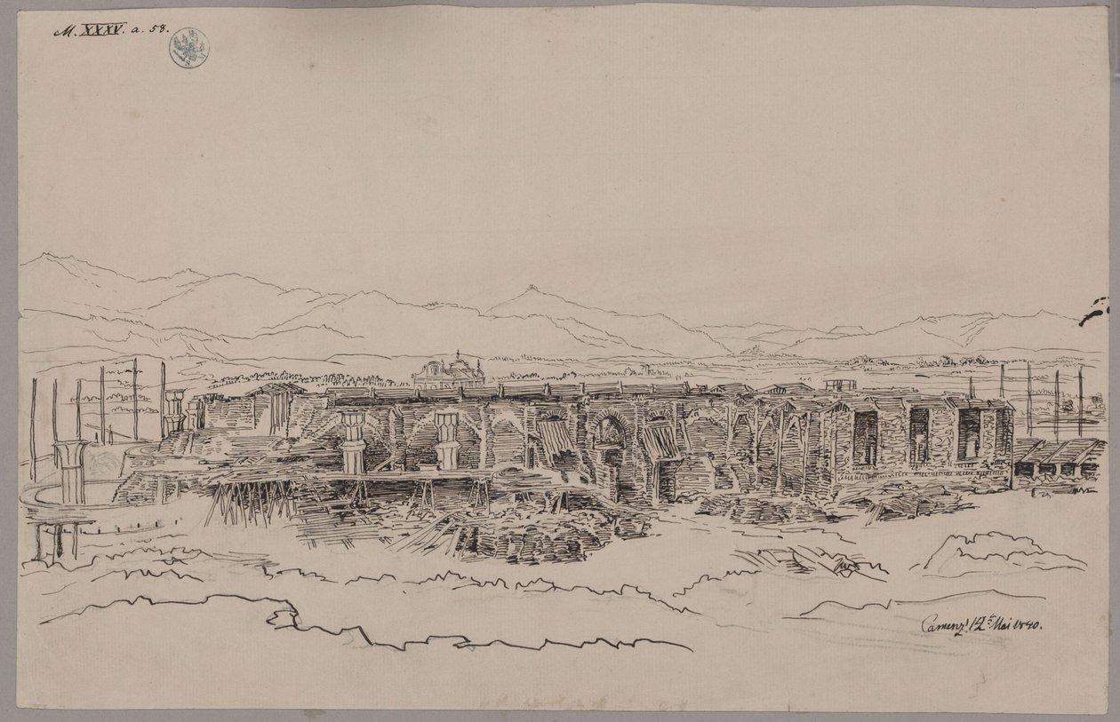 Kamenz. Kasteel. Aanzicht van het hoofdgebouw door Karl Friedrich Schinkel