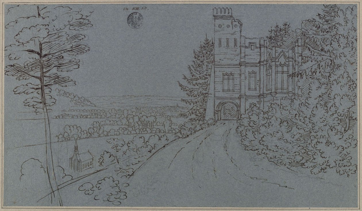 Köstritz. Kunstmatige ruïne in het kasteelpark (?) door Karl Friedrich Schinkel