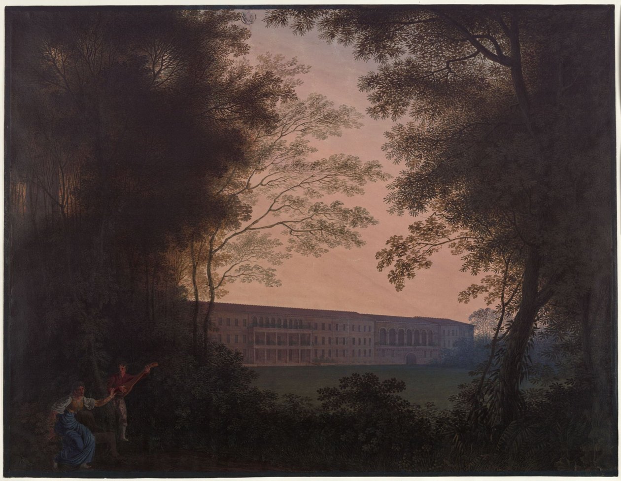 Köstritz. Kasteel. Gezicht vanaf de tuinzijde door Karl Friedrich Schinkel