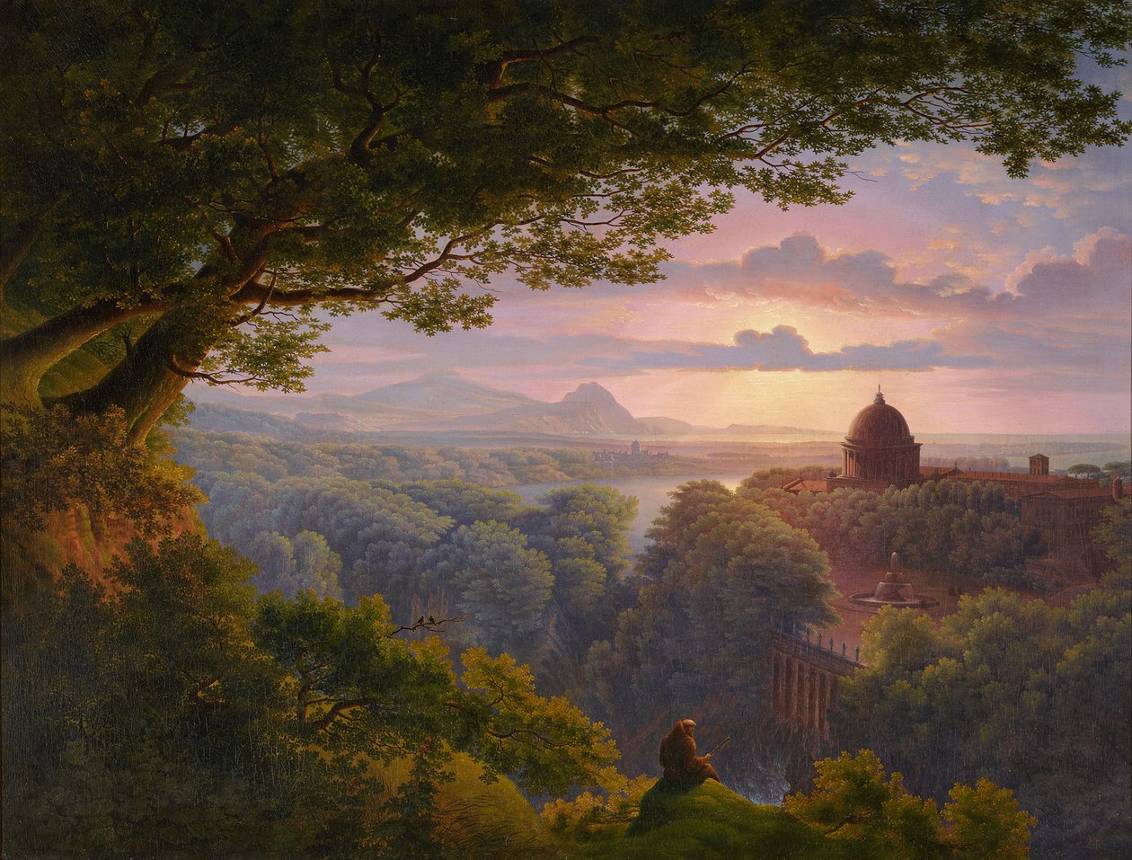 Landschap met pelgrim (kopie naar Karl Friedrich Schinkel) door Karl Friedrich Schinkel