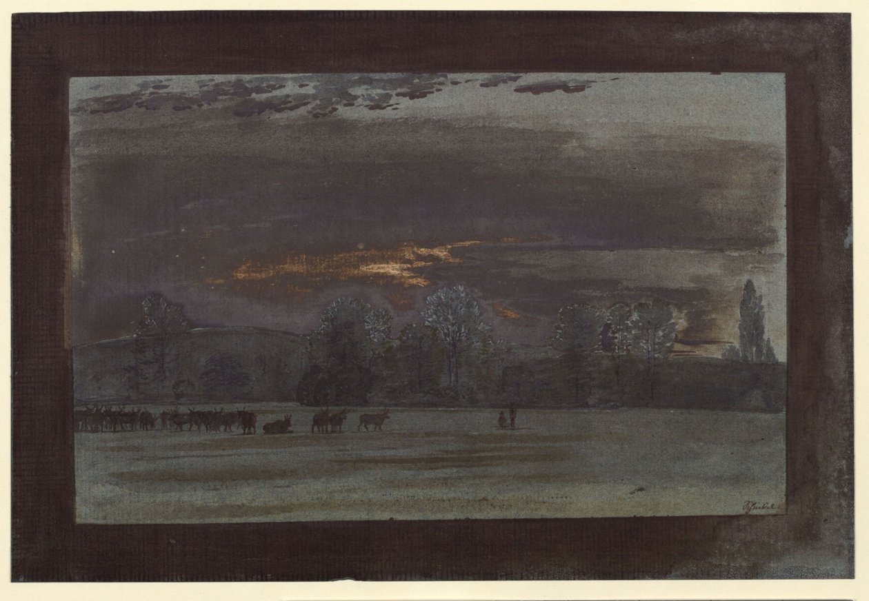 Landschap met een kudde runderen door Karl Friedrich Schinkel