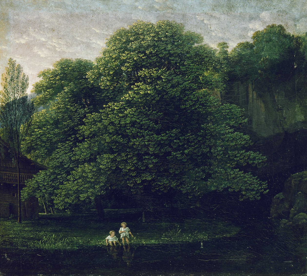 Landschap met twee badende kinderen door Karl Friedrich Schinkel