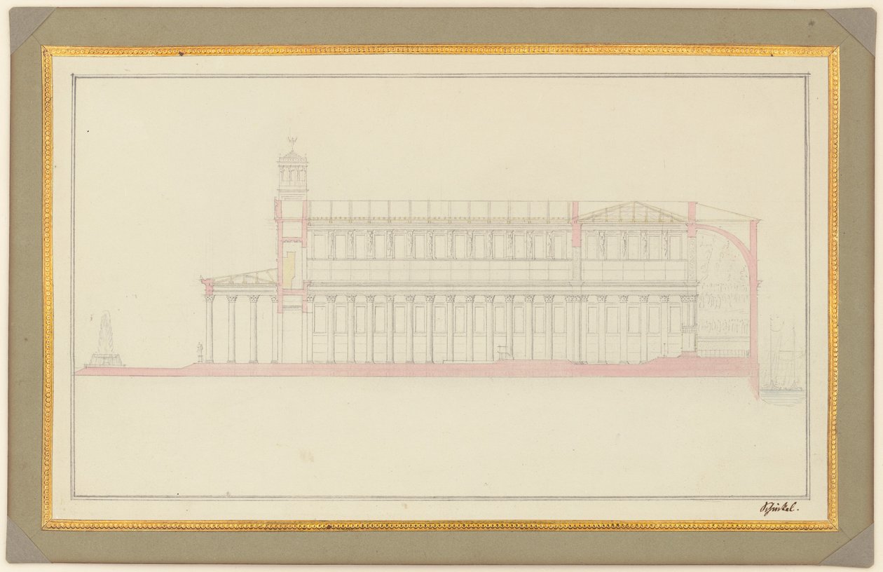 Longitudinale Doorsnede van een Kathedraal voor Berlijn door Karl Friedrich Schinkel